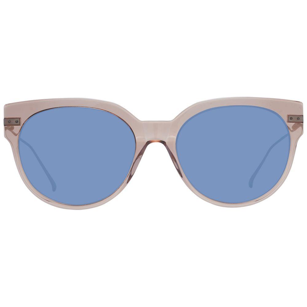 Scotch & Soda brown women's sunglasses with blue lenses, full-rim acetate frame, size 55-18-135, 100% UVA & UVB protection.