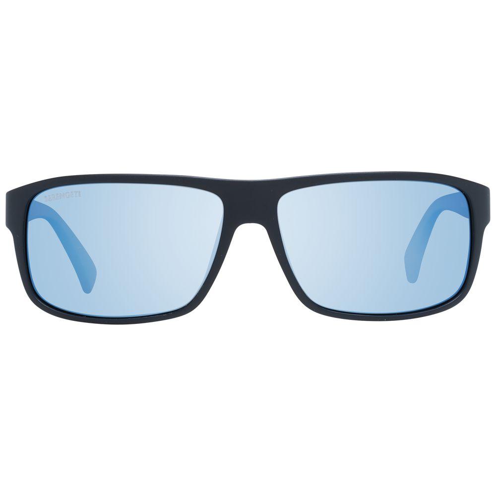 Serengeti Black Unisex Sunglasses with Green Polarized Lenses, Full-Rim Trapezium Style, 100% UVA & UVB Protection, Plastic Frame
