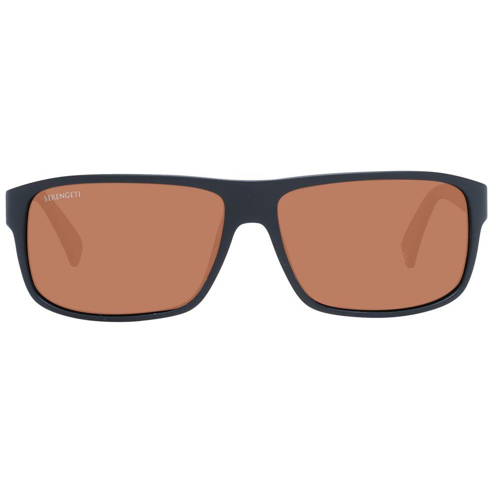 Serengeti Black Unisex Sunglasses with Full-Rim Rectangle Design, Photochromatic & Polarized Lenses, 100% UV Protection