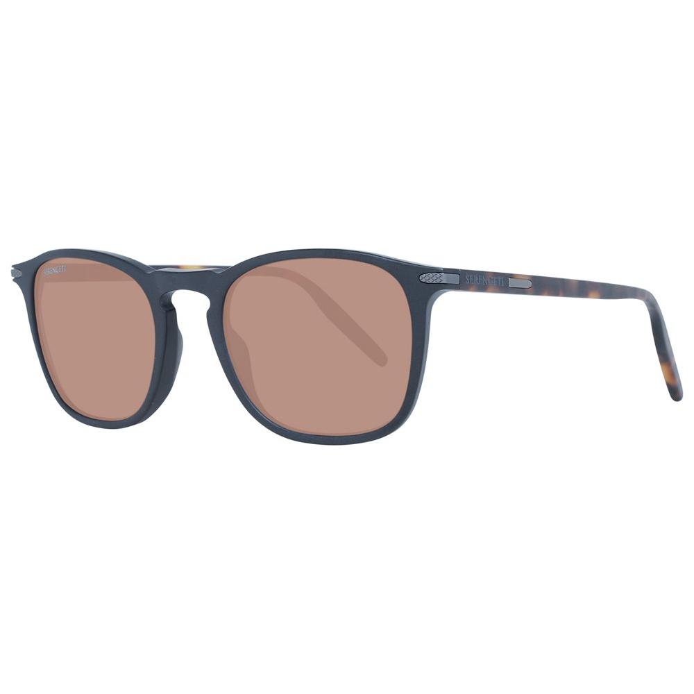 Serengeti Black Unisex Sunglasses with photochromatic polarized lenses, full-rim square acetate frame, 100% UVA & UVB protection.