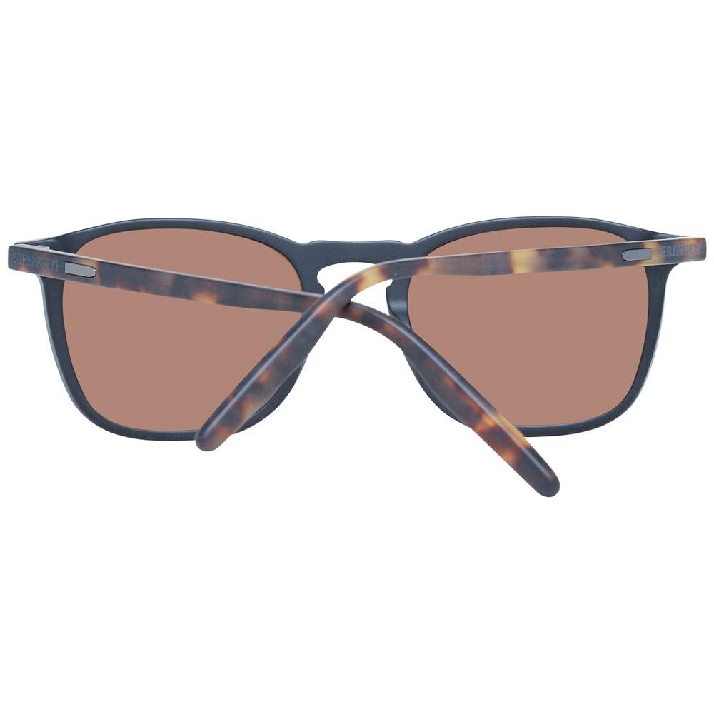 Serengeti Black Unisex Sunglasses with photochromatic polarized lenses, black acetate frame, brown lenses, full-rim, 100% UVA & UVB protection.