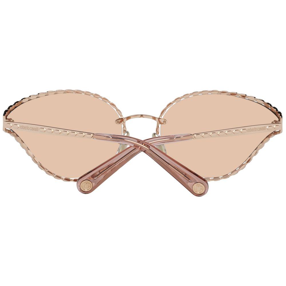 Roberto Cavalli Rose Gold Oval Mirrored Sunglasses Roberto Cavalli Tan