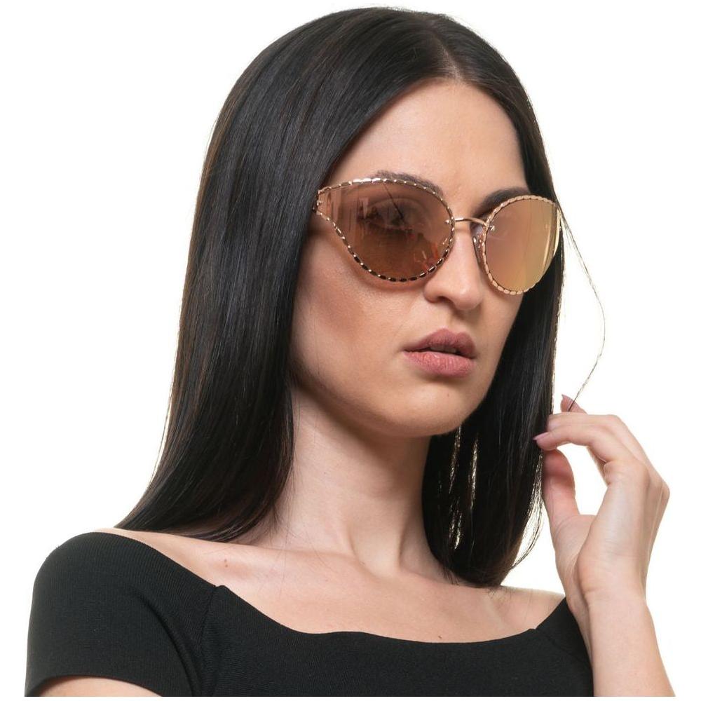 Roberto Cavalli Rose Gold Oval Mirrored Sunglasses Roberto Cavalli Tan