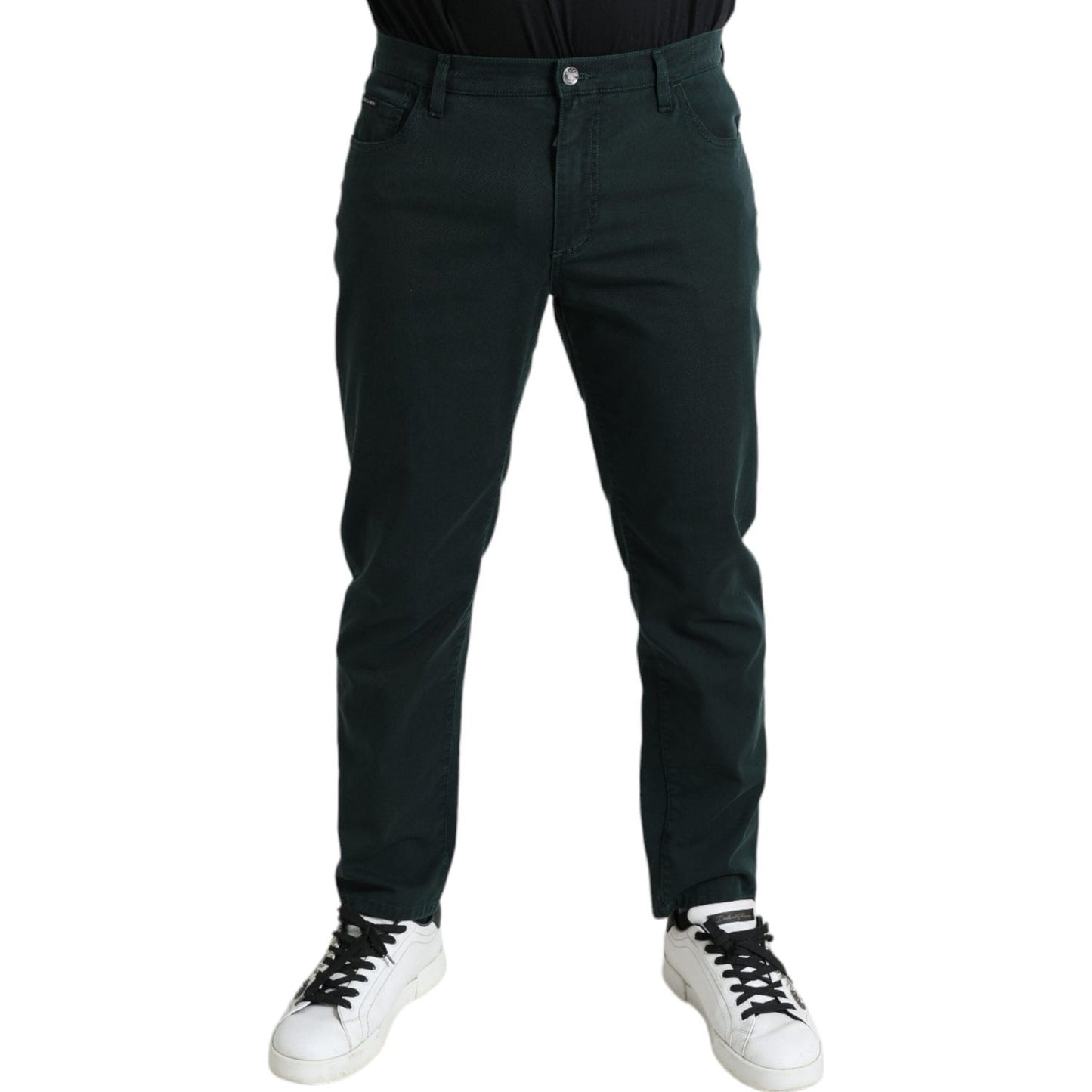 Dolce & Gabbana Elegant Green Skinny Cotton Jeans Dolce & Gabbana Black