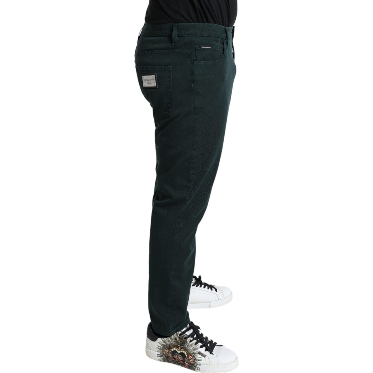 Dolce & Gabbana Elegant Green Skinny Cotton Jeans Dolce & Gabbana Black
