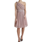 Dolce & Gabbana Pink One Shoulder Pleated Lame Tulle Dress DR281042-40