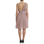 Dolce & Gabbana Pink One Shoulder Pleated Lame Tulle Dress DR281042-40