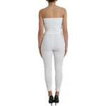 Dolce & Gabbana White Nylon Strapless Bodycon Jumpsuit Dress DR281060-40