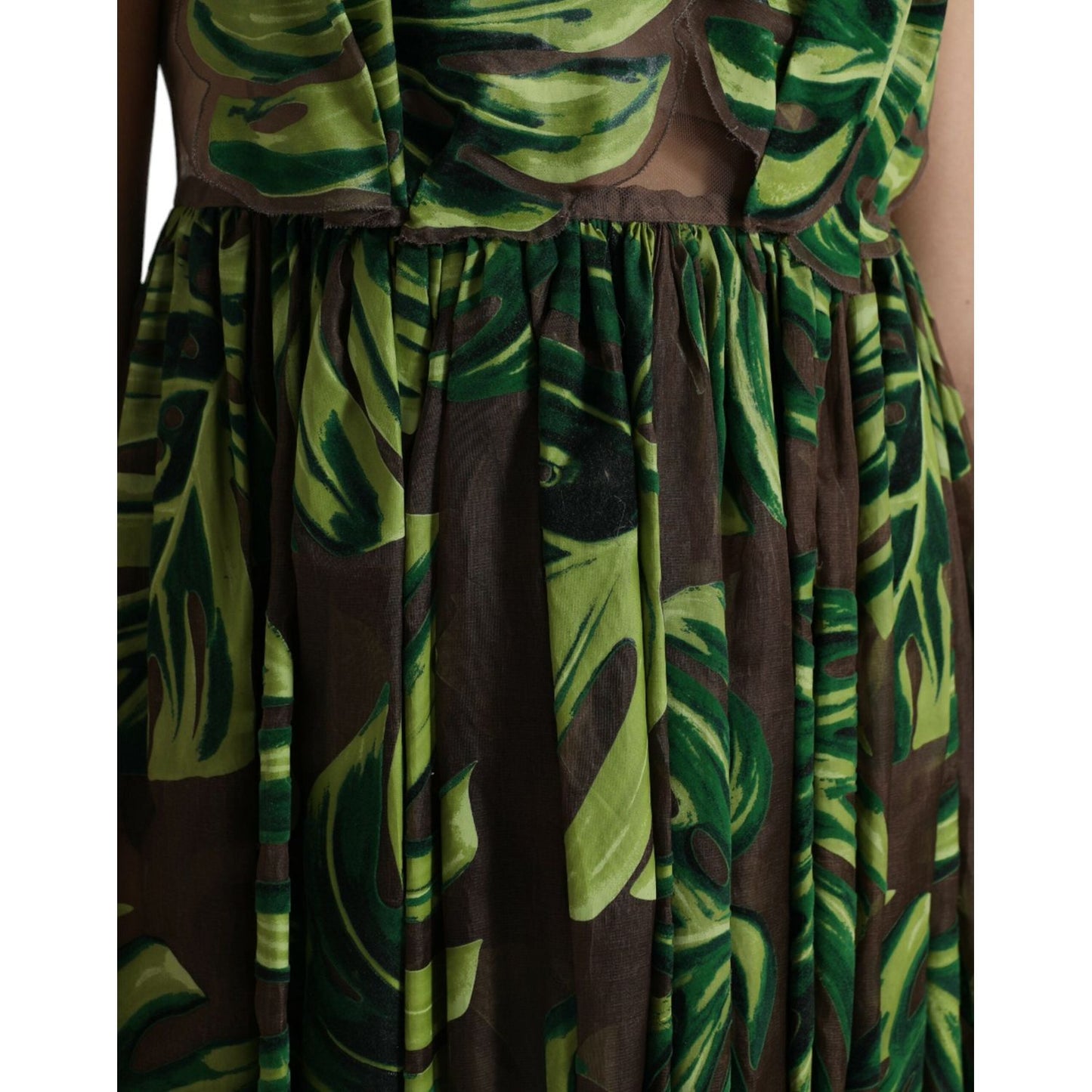 Dolce & Gabbana Green Banana Leaf Sleeveless Long Maxi Dress DR281084-40