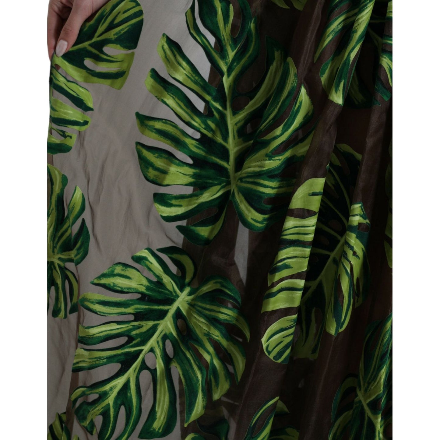 Dolce & Gabbana Green Banana Leaf Sleeveless Long Maxi Dress DR281084-40