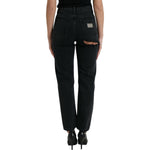 Dolce & Gabbana Black Cotton High Waist Tattered Denim Jeans PAN74988-40