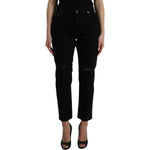Dolce & Gabbana Black Cotton High Waist Tattered Denim Jeans PAN75000-40