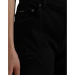 Dolce & Gabbana Black Cotton High Waist Tattered Denim Jeans PAN75000-40