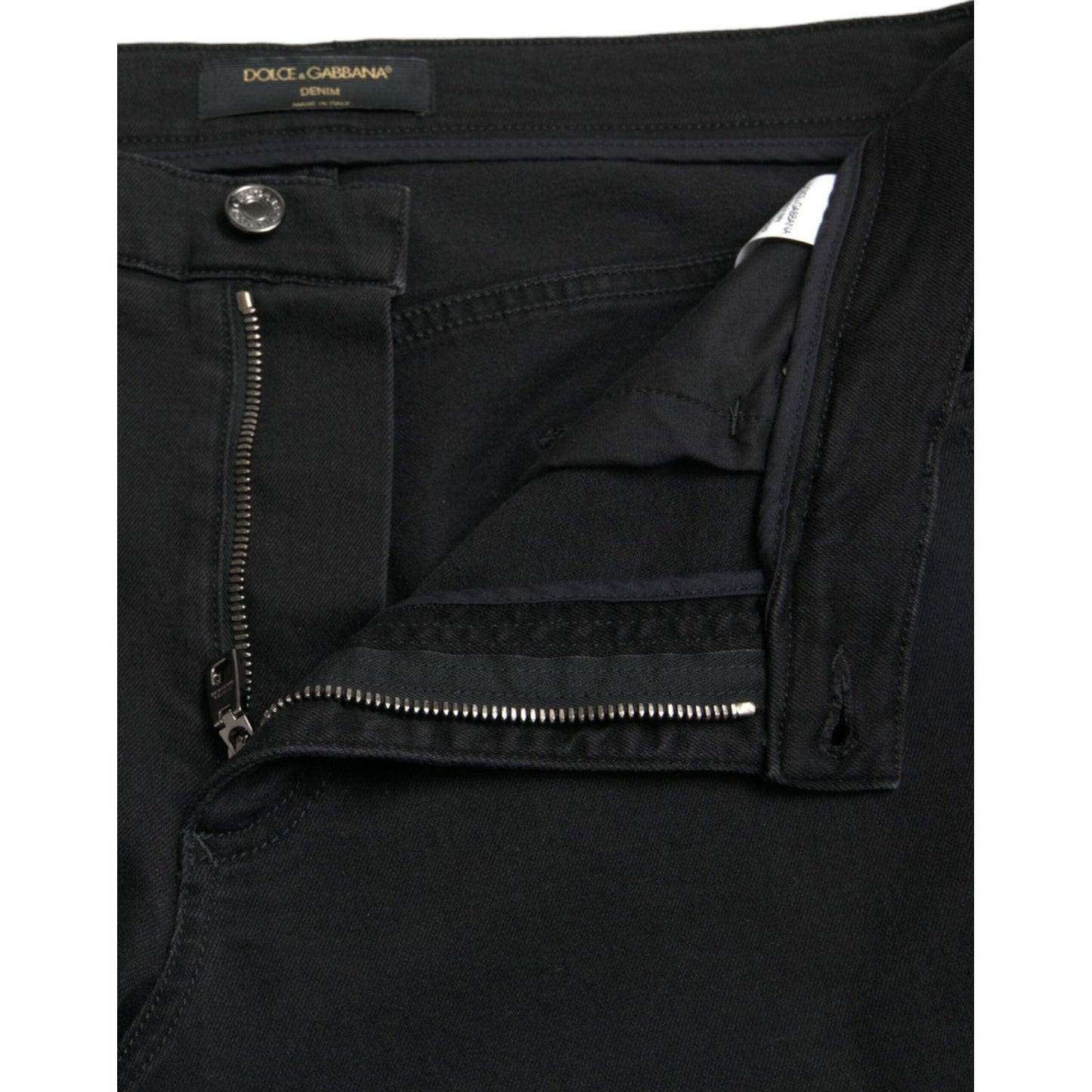 Dolce & Gabbana Black Cotton High Waist Tattered Denim Jeans PAN75000-40