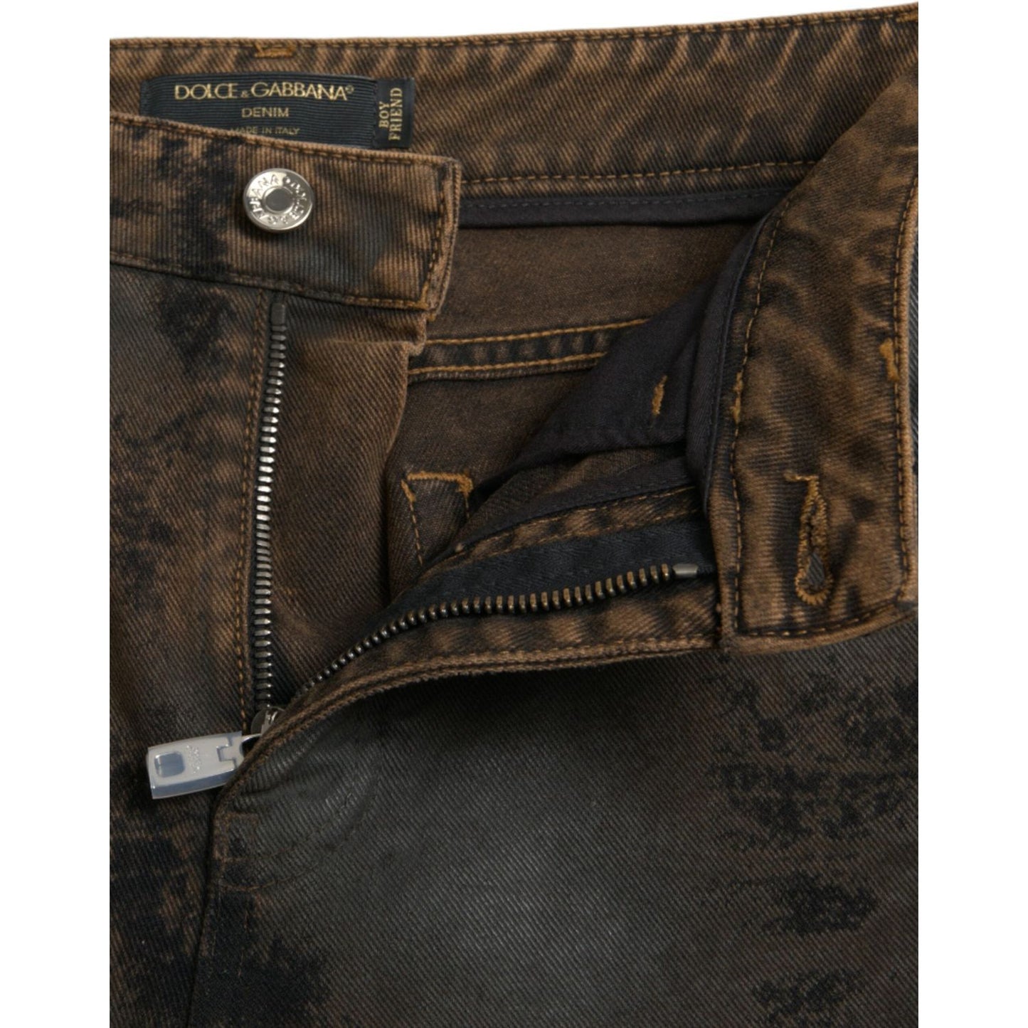 Dolce & Gabbana Brown BOYFRIEND Mid Waist Cotton Denim Jeans