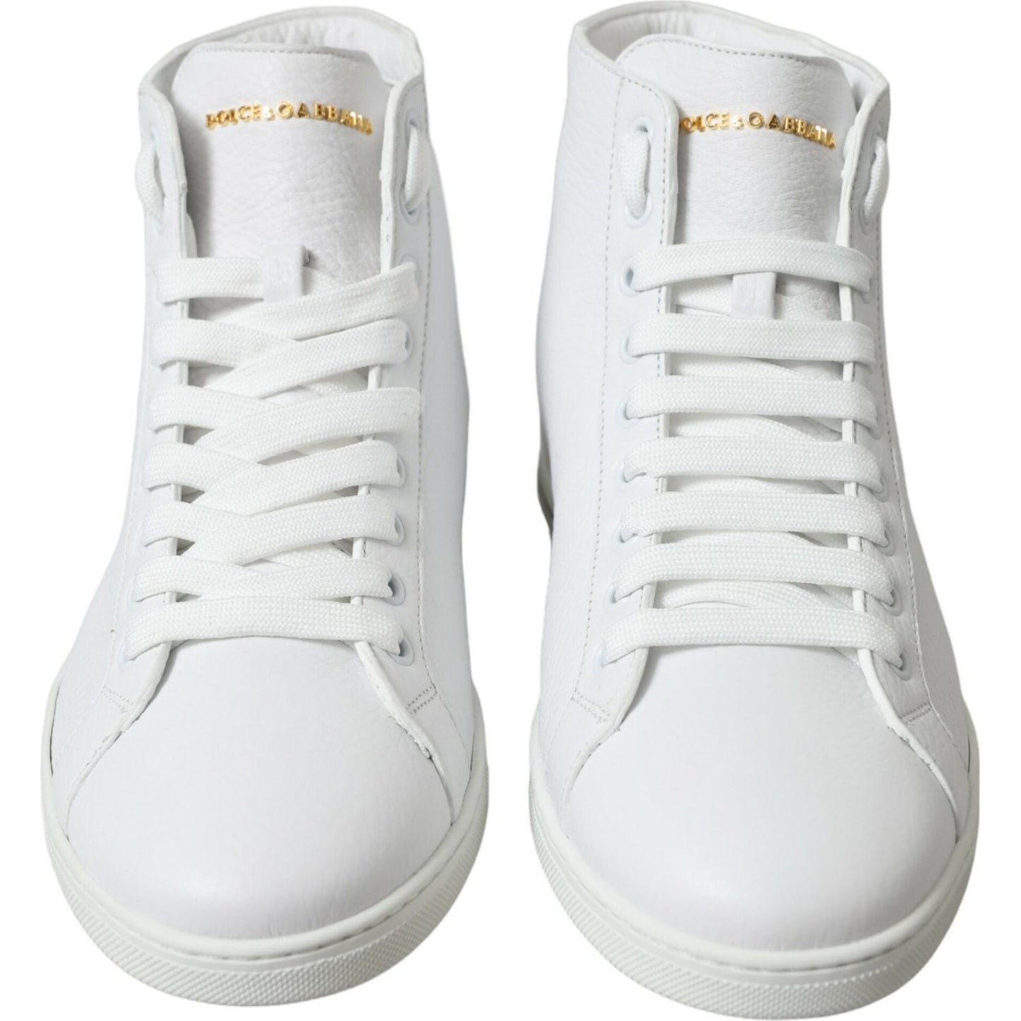 Dolce & Gabbana Elegant White Leather High Top Sneakers Dolce & Gabbana Light Gray