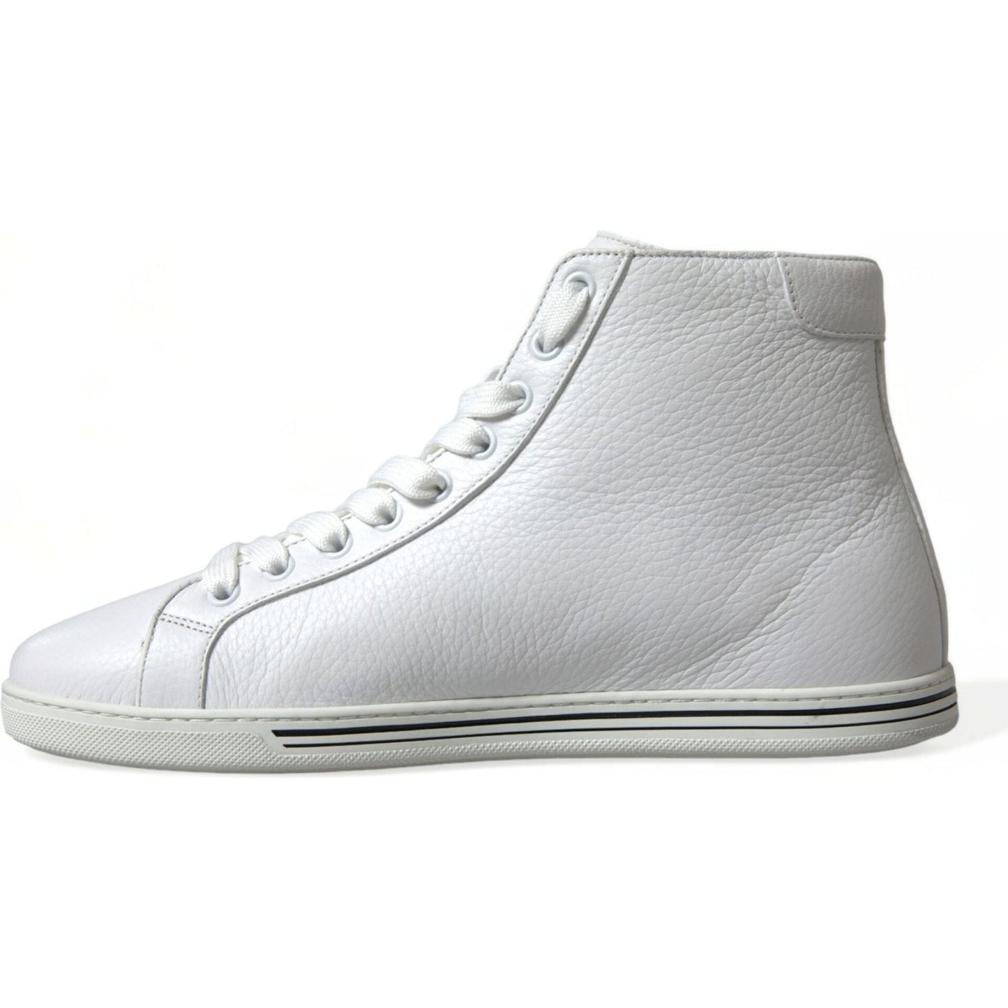 Dolce & Gabbana Elegant White Leather High Top Sneakers Dolce & Gabbana Gray