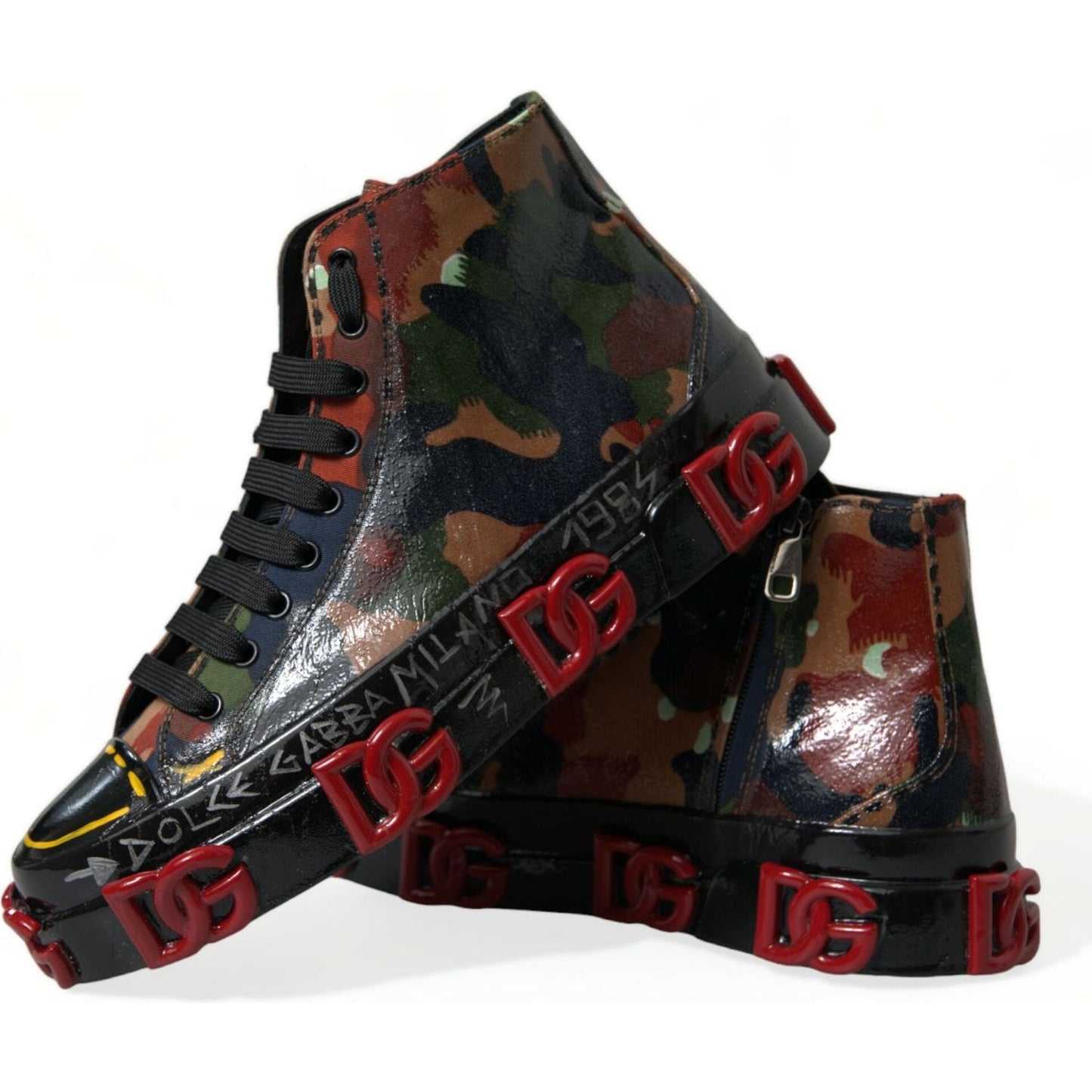 Dolce & Gabbana Chic Multicolor High-Top Sneakers Dolce & Gabbana Black