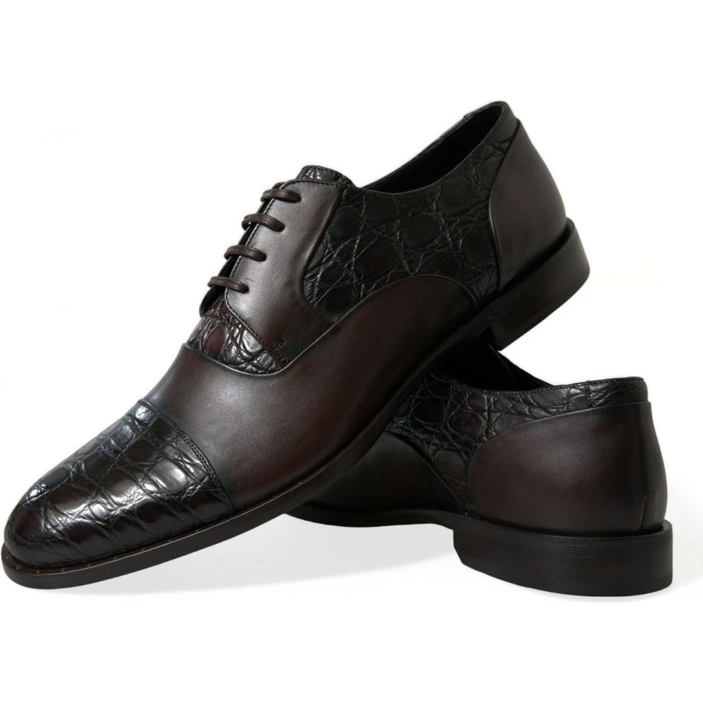 Dolce & Gabbana Brown Exotic Leather Formal Men Dress Shoes MV5414-45