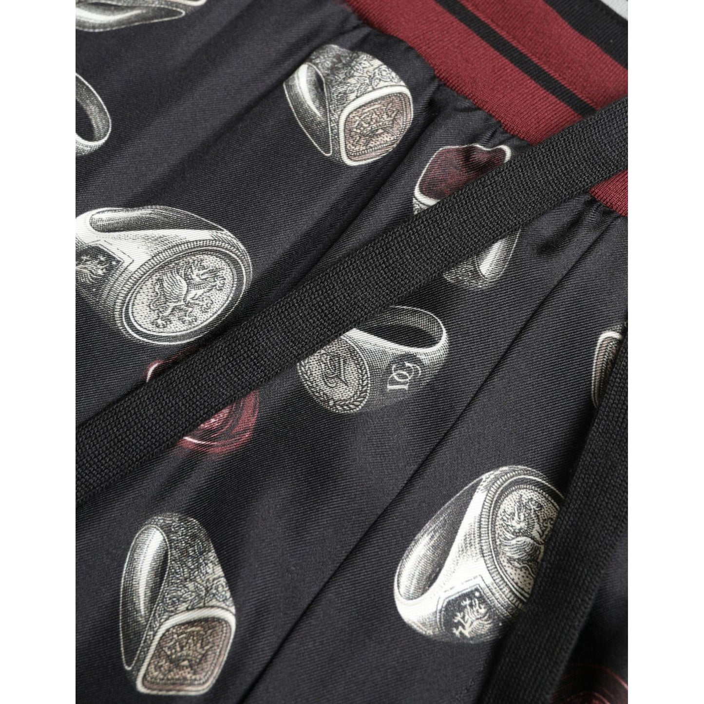 Dolce & Gabbana Black Ring Silk Jogging Trousers Pants PAN74869-46