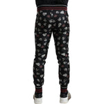 Dolce & Gabbana Black Ring Silk Jogging Trousers Pants PAN74869-46
