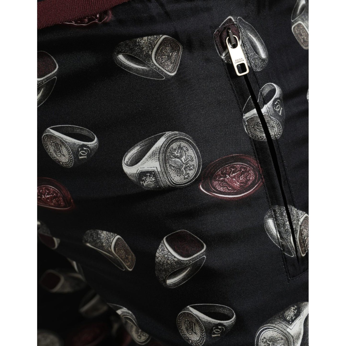 Dolce & Gabbana Black Ring Silk Jogging Trousers Pants PAN74869-46