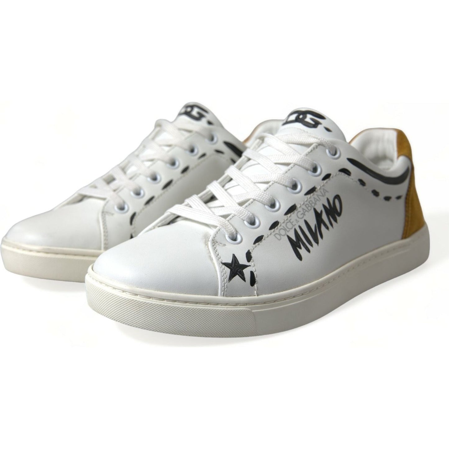 Dolce & Gabbana Sleek White Low Top Leather Sneakers Dolce & Gabbana Light Gray