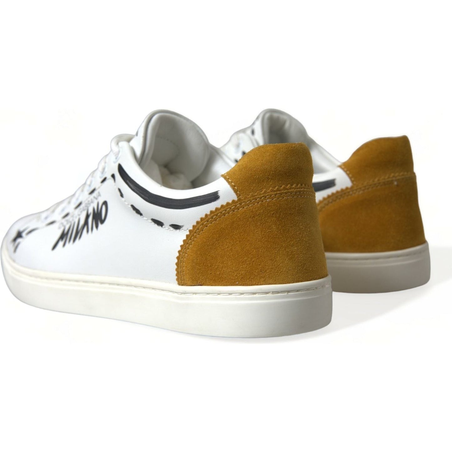 Dolce & Gabbana Sleek White Low Top Leather Sneakers Dolce & Gabbana Saddle Brown