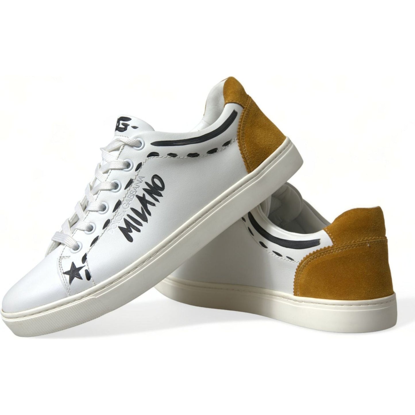 Dolce & Gabbana Sleek White Low Top Leather Sneakers Dolce & Gabbana Light Gray