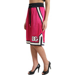 Dolce & Gabbana Pink Viscose Jersey Logo High Waist Shorts PAN74896-40