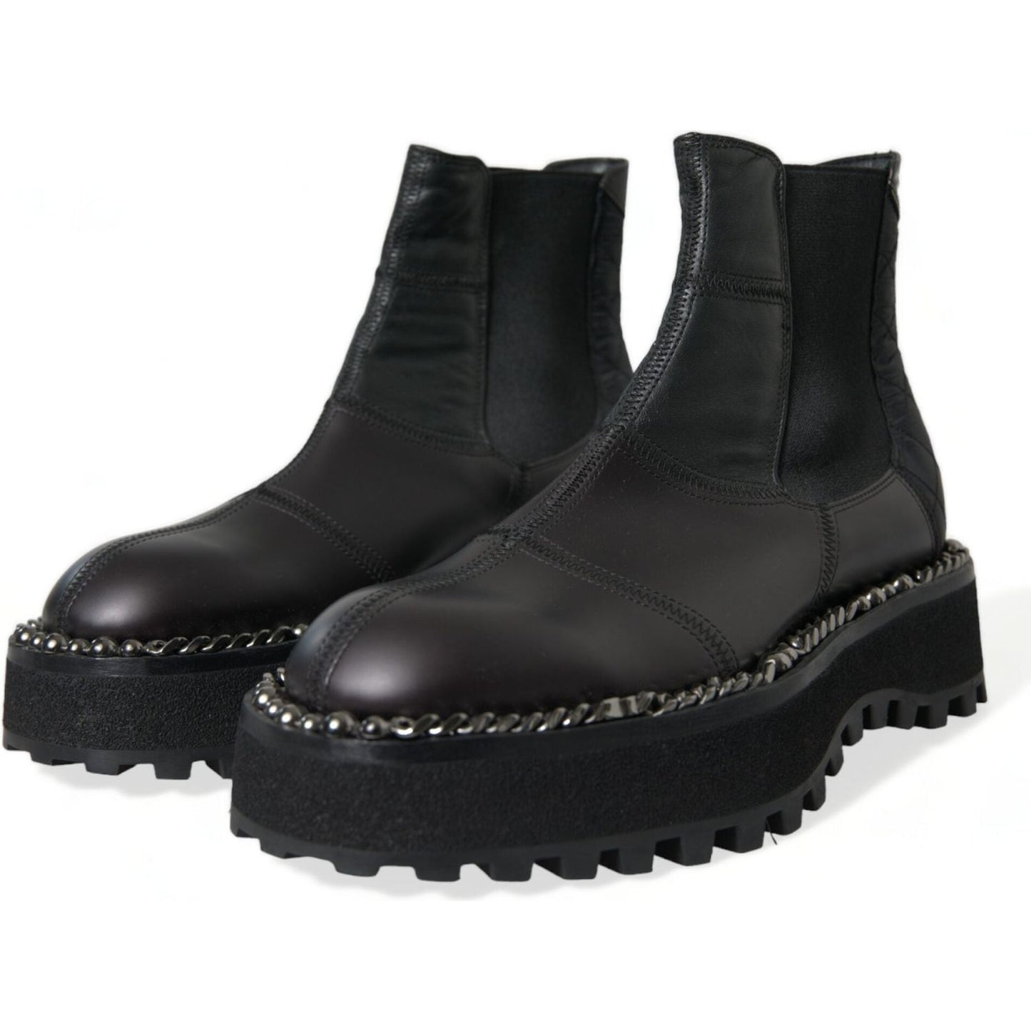 Dolce & Gabbana Elegant Black Chelsea Slip-On Boots Dolce & Gabbana Dark Slate Gray
