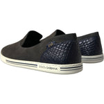 Dolce & Gabbana Blue Suede Caiman Men Loafers Slippers Shoes MV5352-41