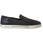 Dolce & Gabbana Blue Suede Caiman Men Loafers Slippers Shoes MV5352-41