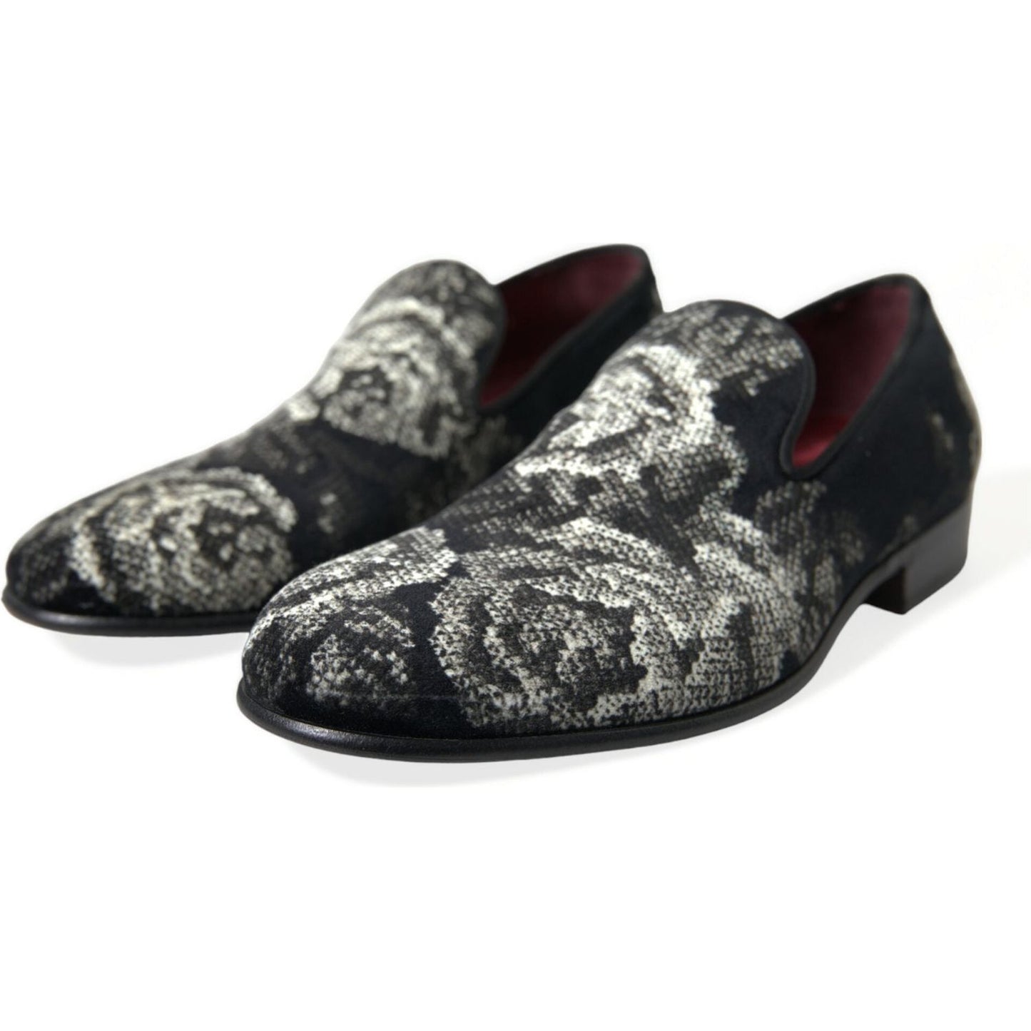 Dolce & Gabbana Elegant Floral Velvet Loafers Dolce & Gabbana Dark Slate Gray