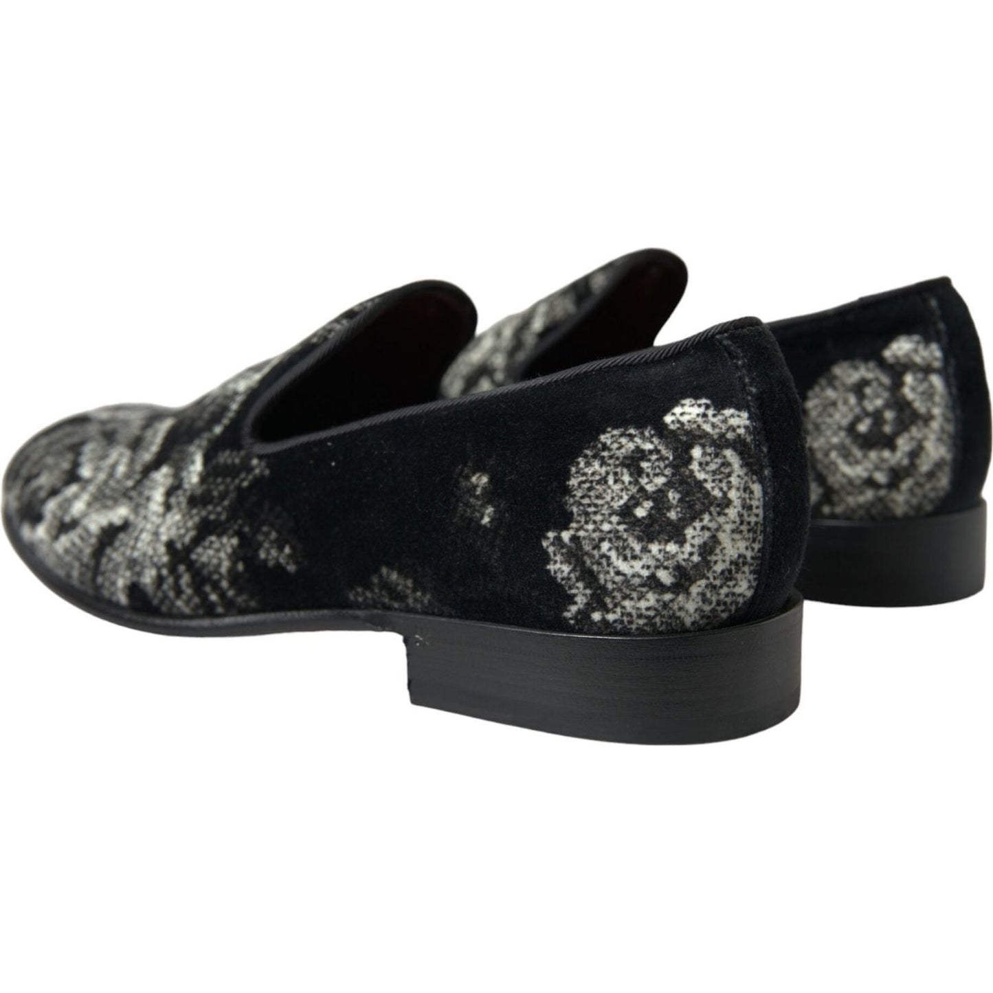 Dolce & Gabbana Elegant Floral Velvet Loafers Dolce & Gabbana Black