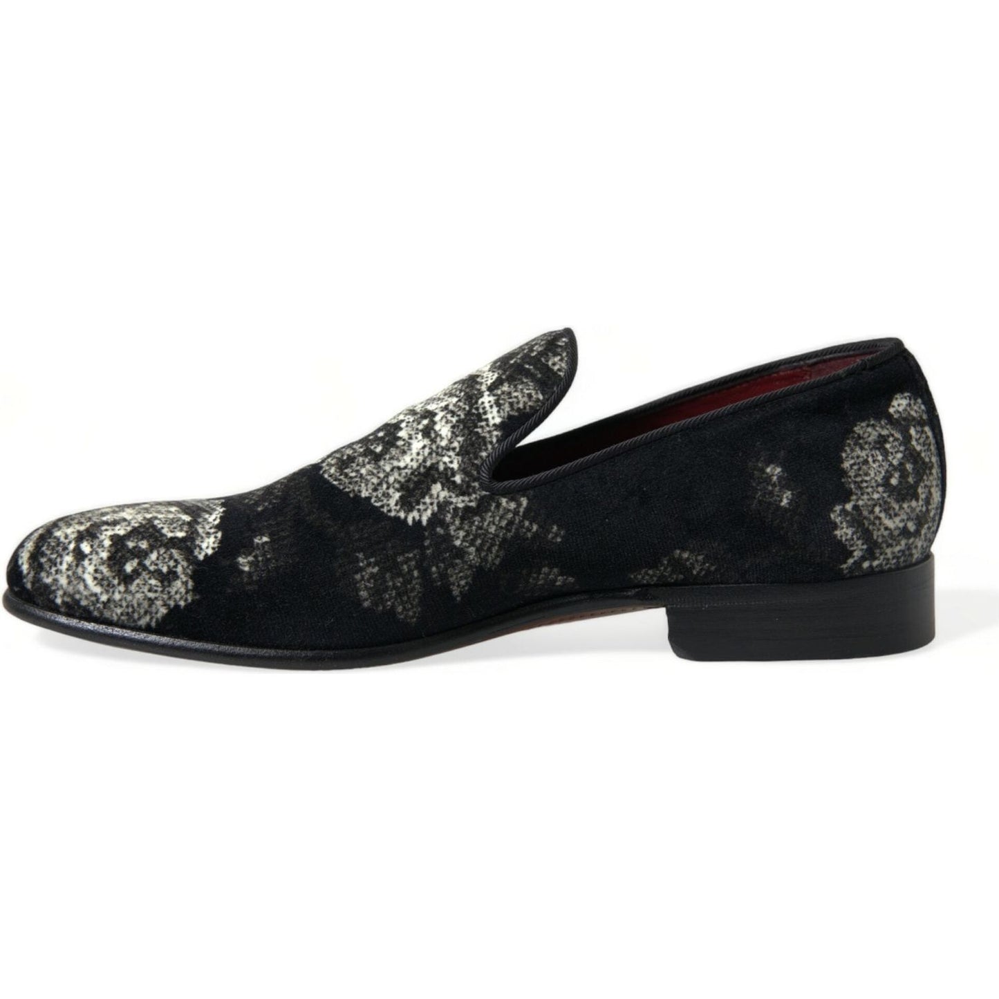 Dolce & Gabbana Elegant Floral Velvet Loafers Dolce & Gabbana Black