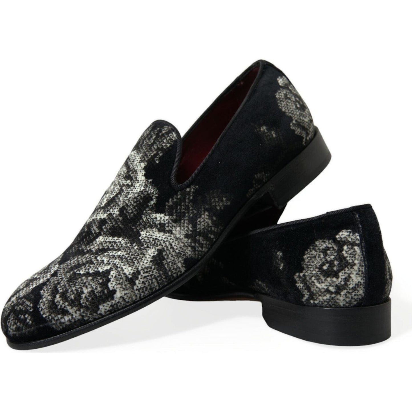 Dolce & Gabbana Elegant Floral Velvet Loafers Dolce & Gabbana Black