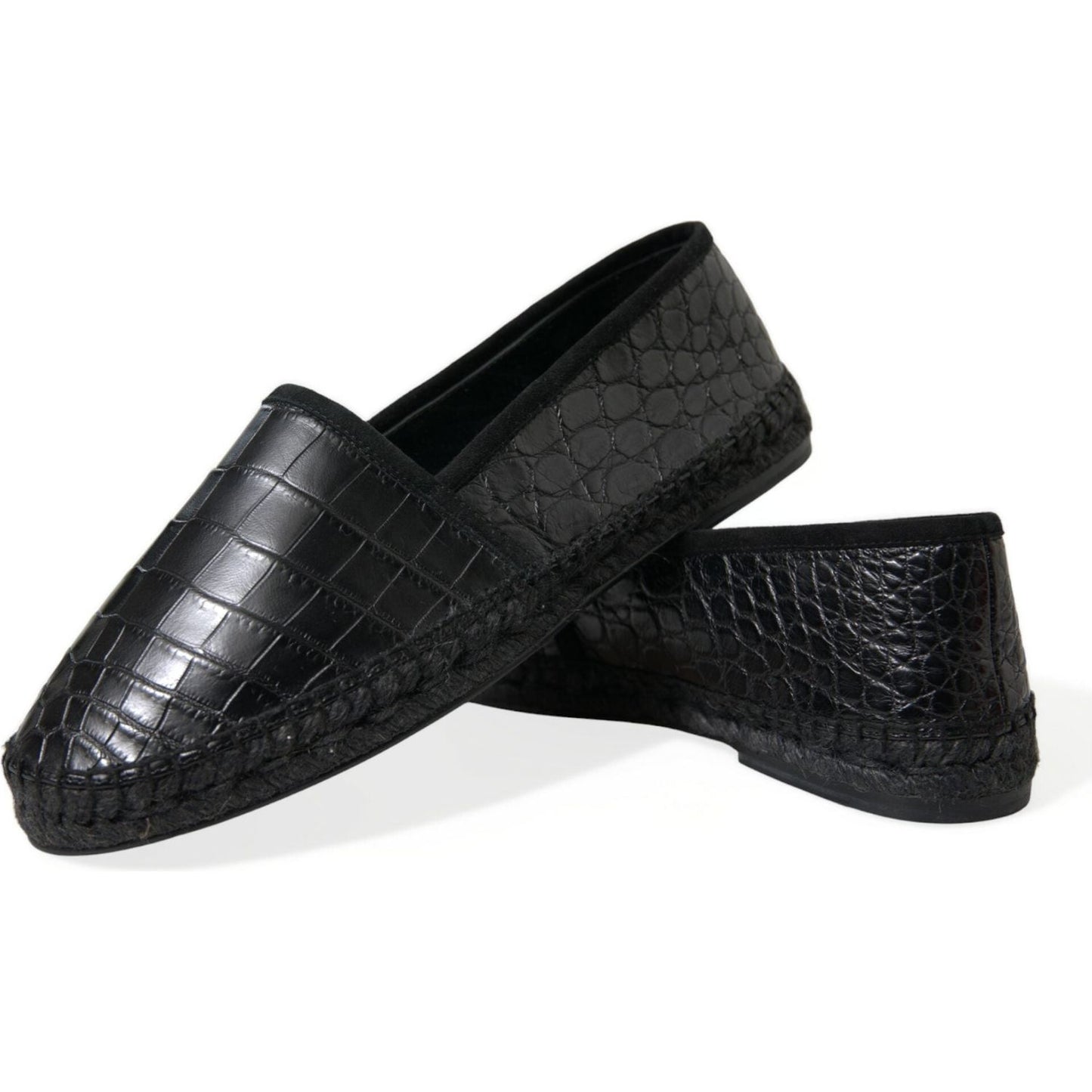 Dolce & Gabbana Black Exotic Leather Espadrilles Slip On Shoes