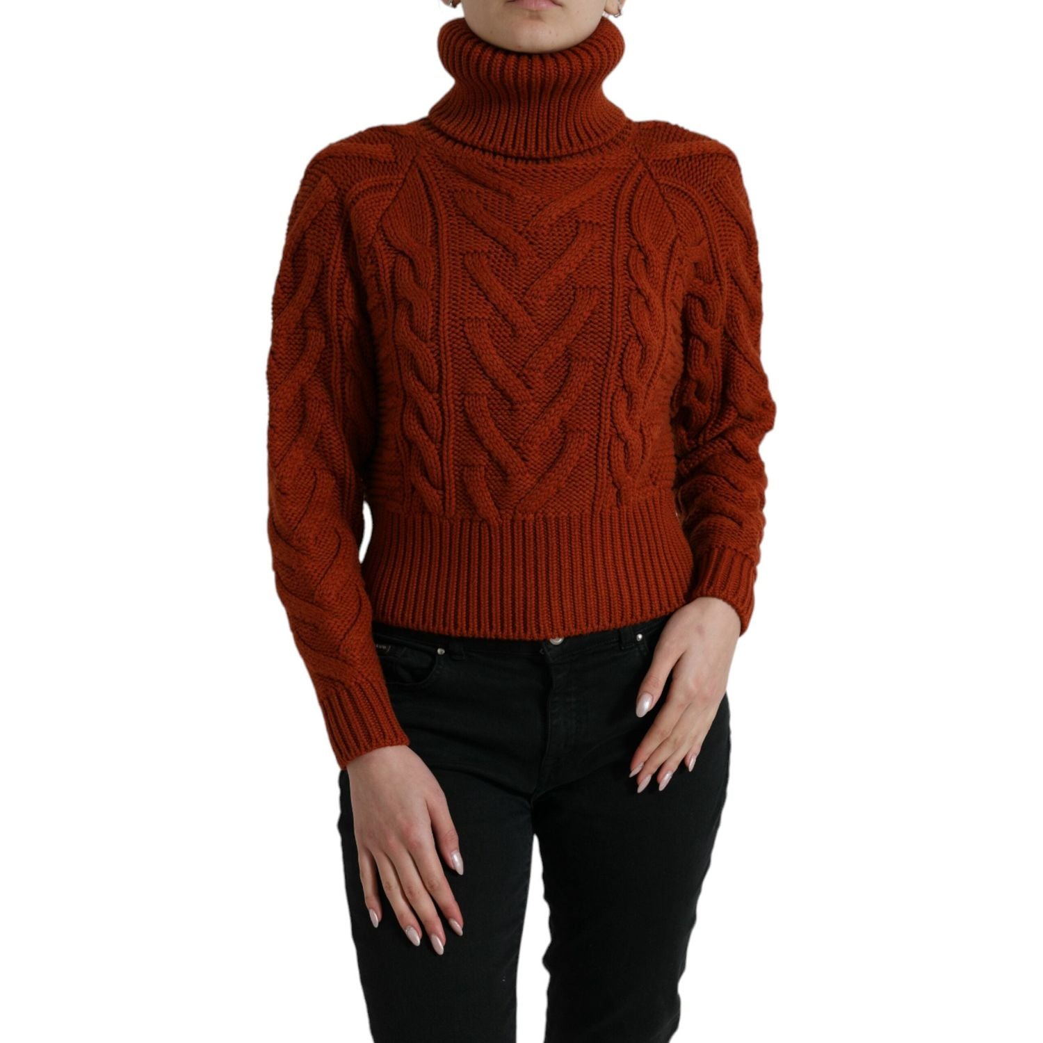 Dolce & Gabbana Brown Wool Knit Turtleneck Pullover Sweater