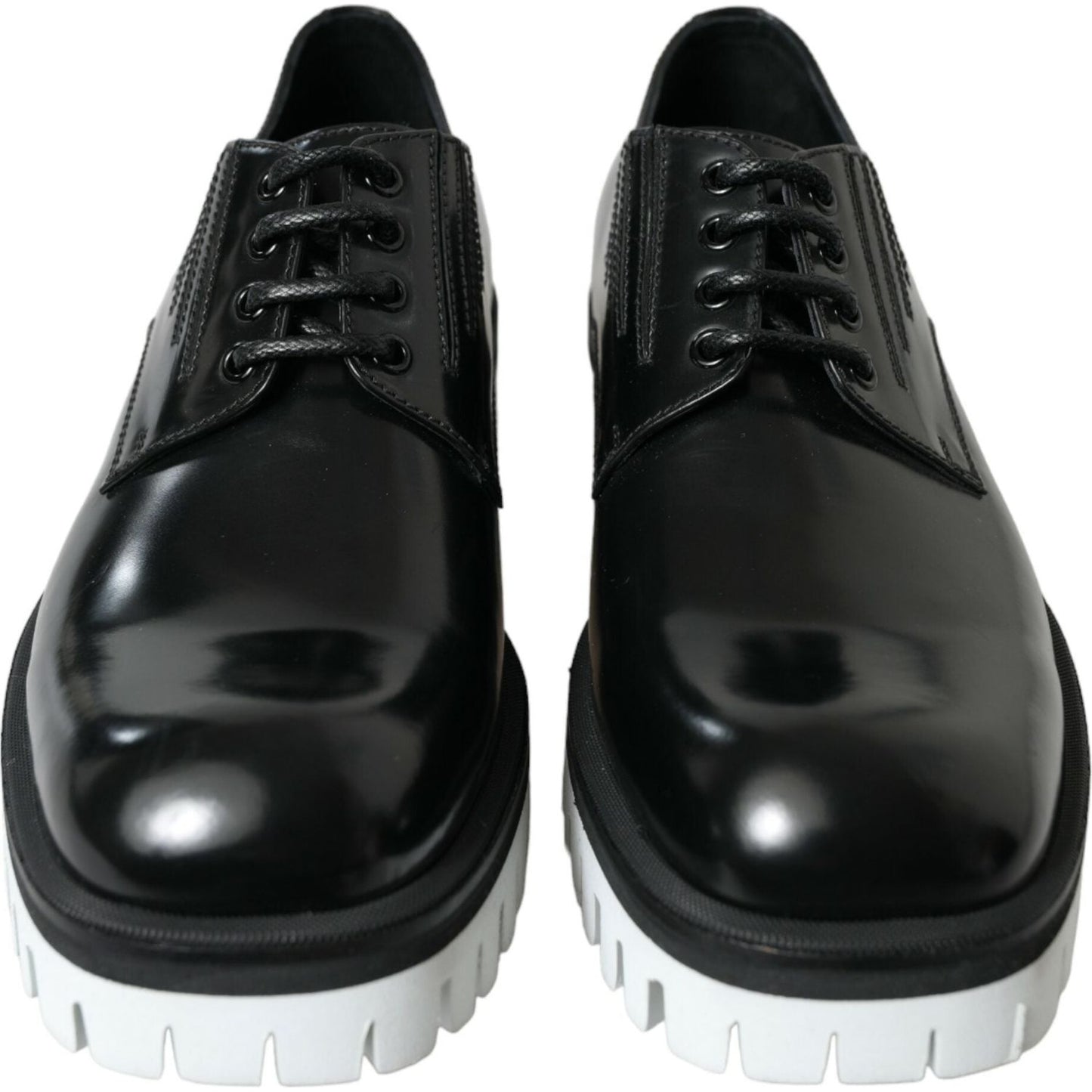 Dolce & Gabbana Sophisticated Black and White Leather Derby Shoes Dolce & Gabbana Black