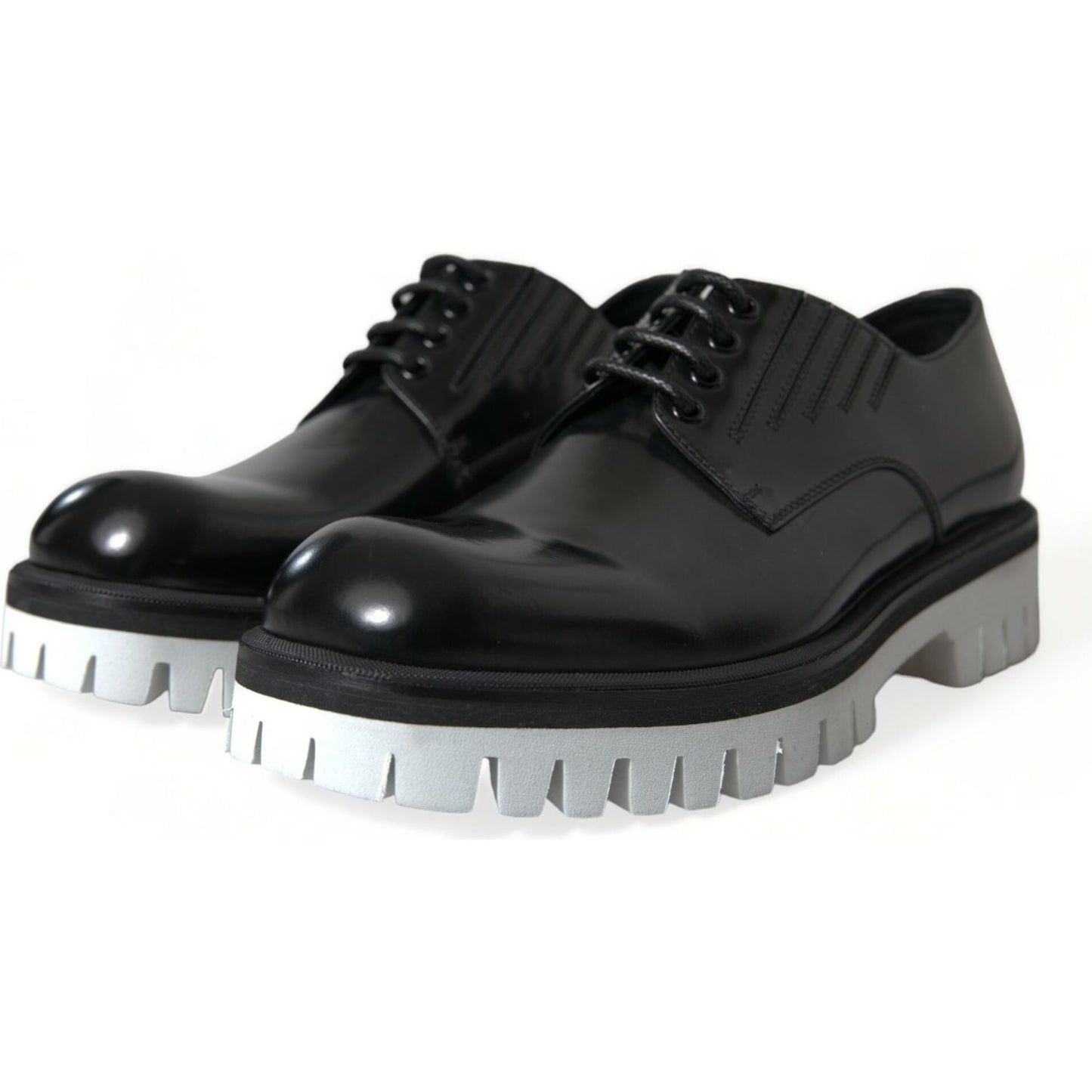 Dolce & Gabbana Sophisticated Black and White Leather Derby Shoes Dolce & Gabbana Dark Slate Gray