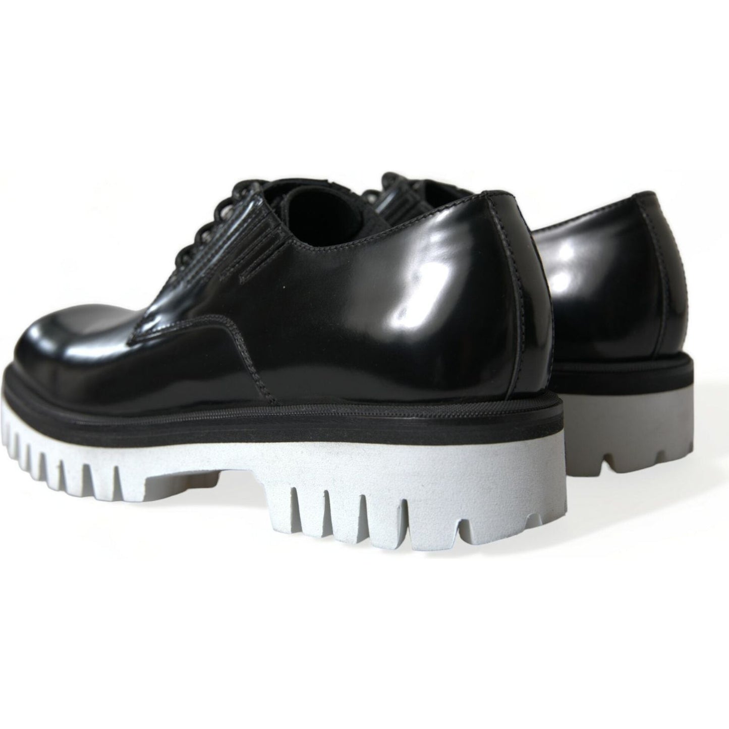Dolce & Gabbana Sophisticated Black and White Leather Derby Shoes Dolce & Gabbana Lavender