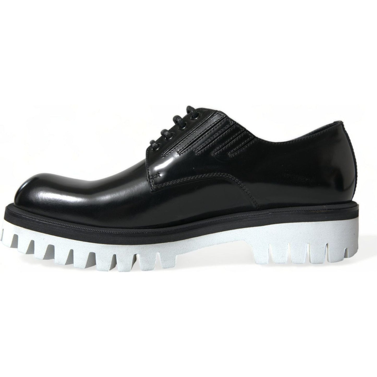Dolce & Gabbana Sophisticated Black and White Leather Derby Shoes Dolce & Gabbana Lavender