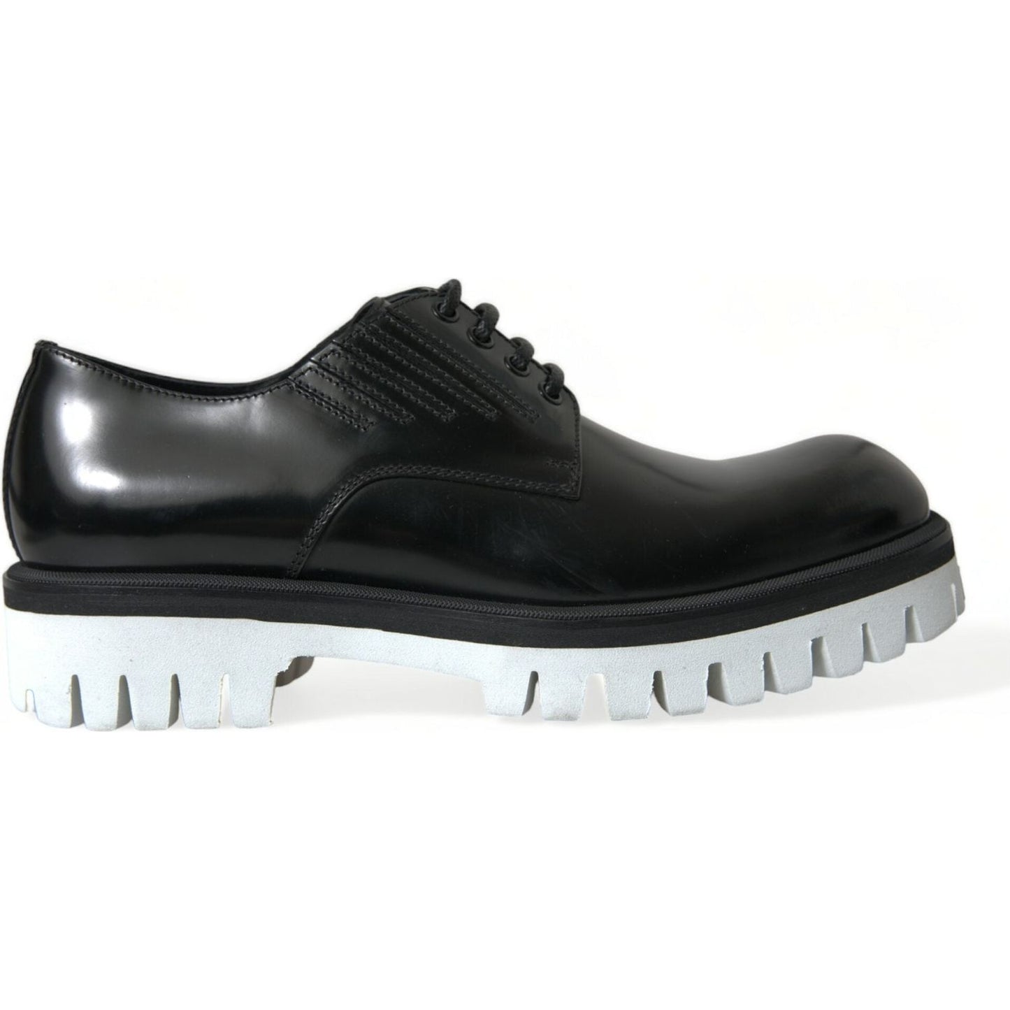 Dolce & Gabbana Sophisticated Black and White Leather Derby Shoes Dolce & Gabbana Lavender