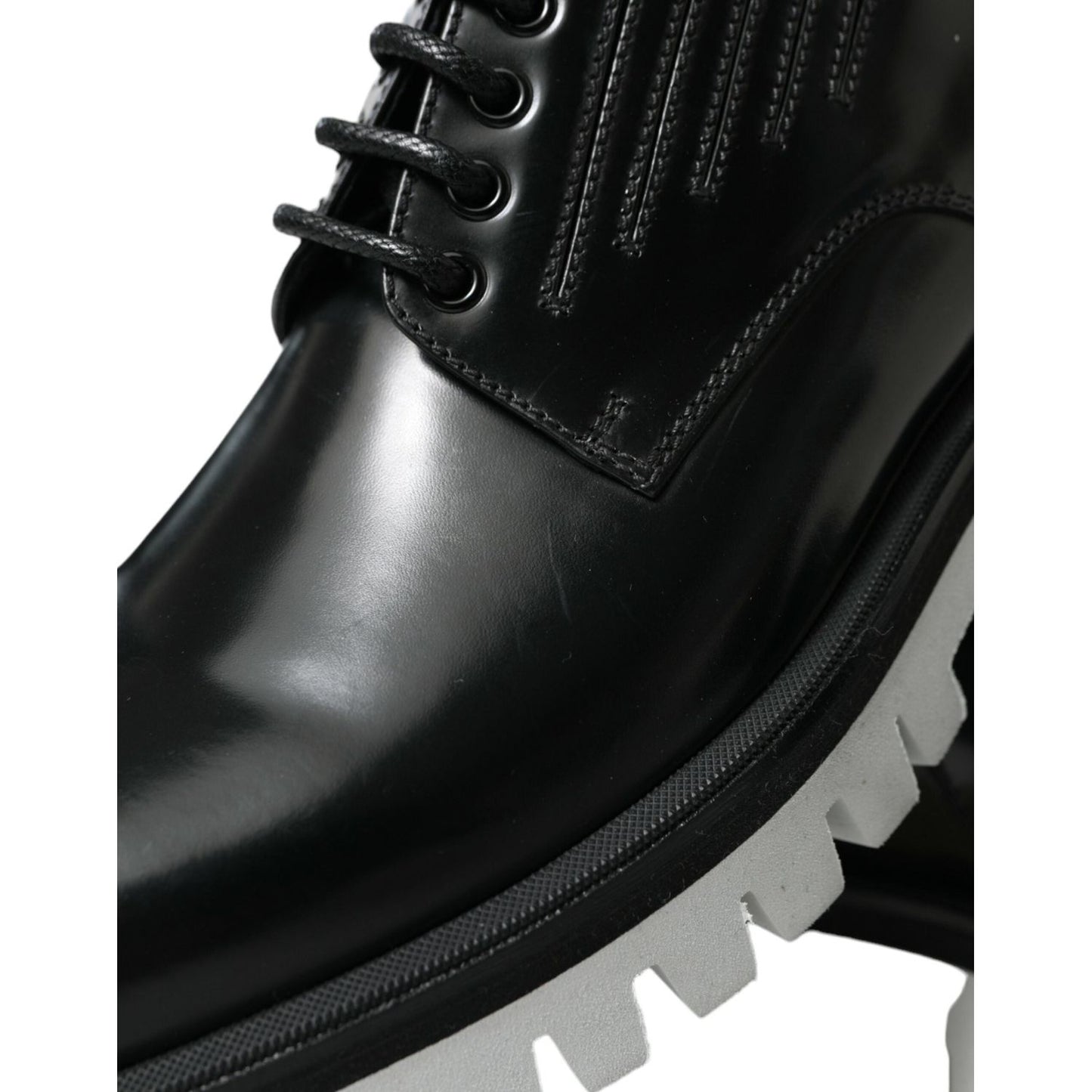 Dolce & Gabbana Sophisticated Black and White Leather Derby Shoes Dolce & Gabbana Black