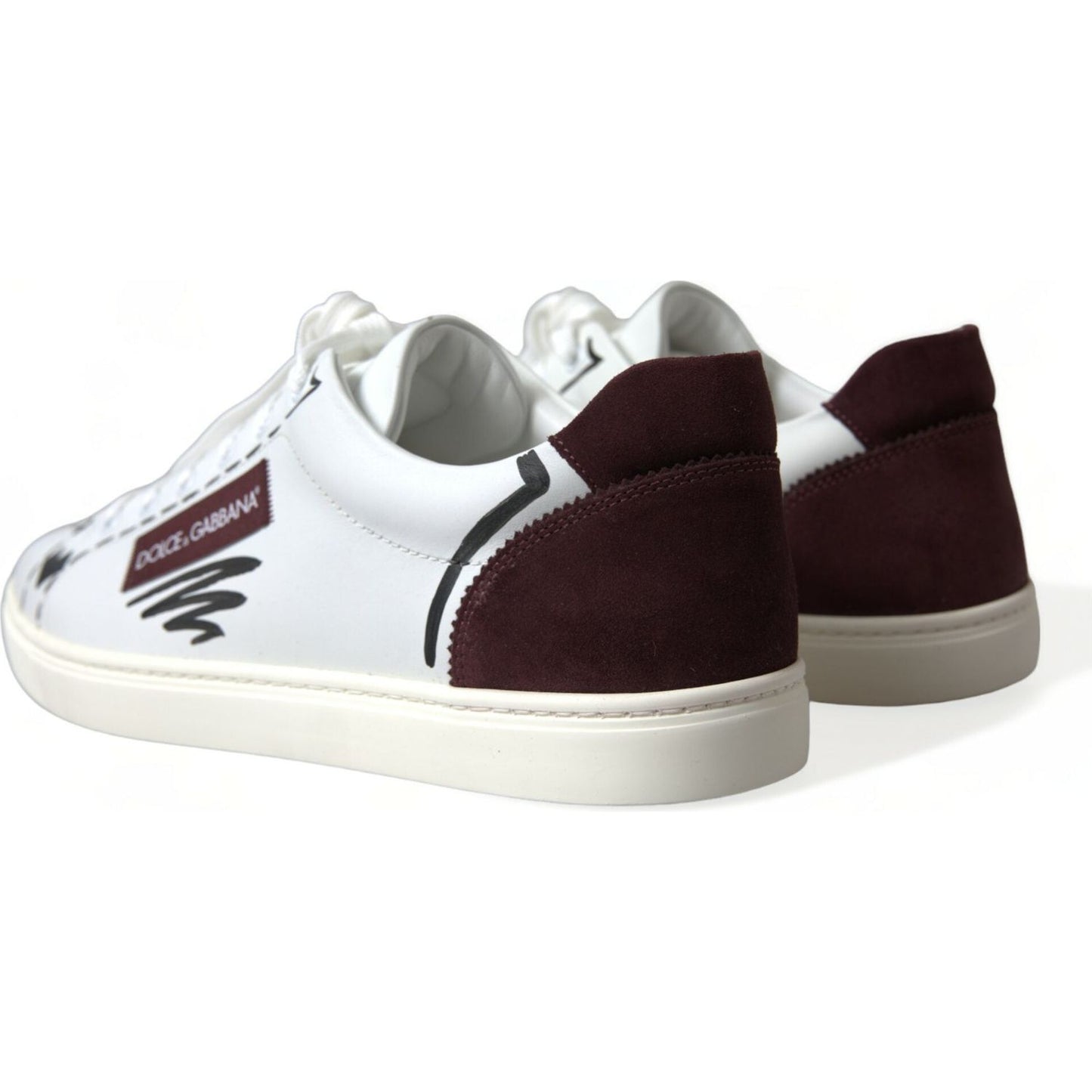 Dolce & Gabbana Exclusive White Bordeaux Low Top Sneakers Dolce & Gabbana Black