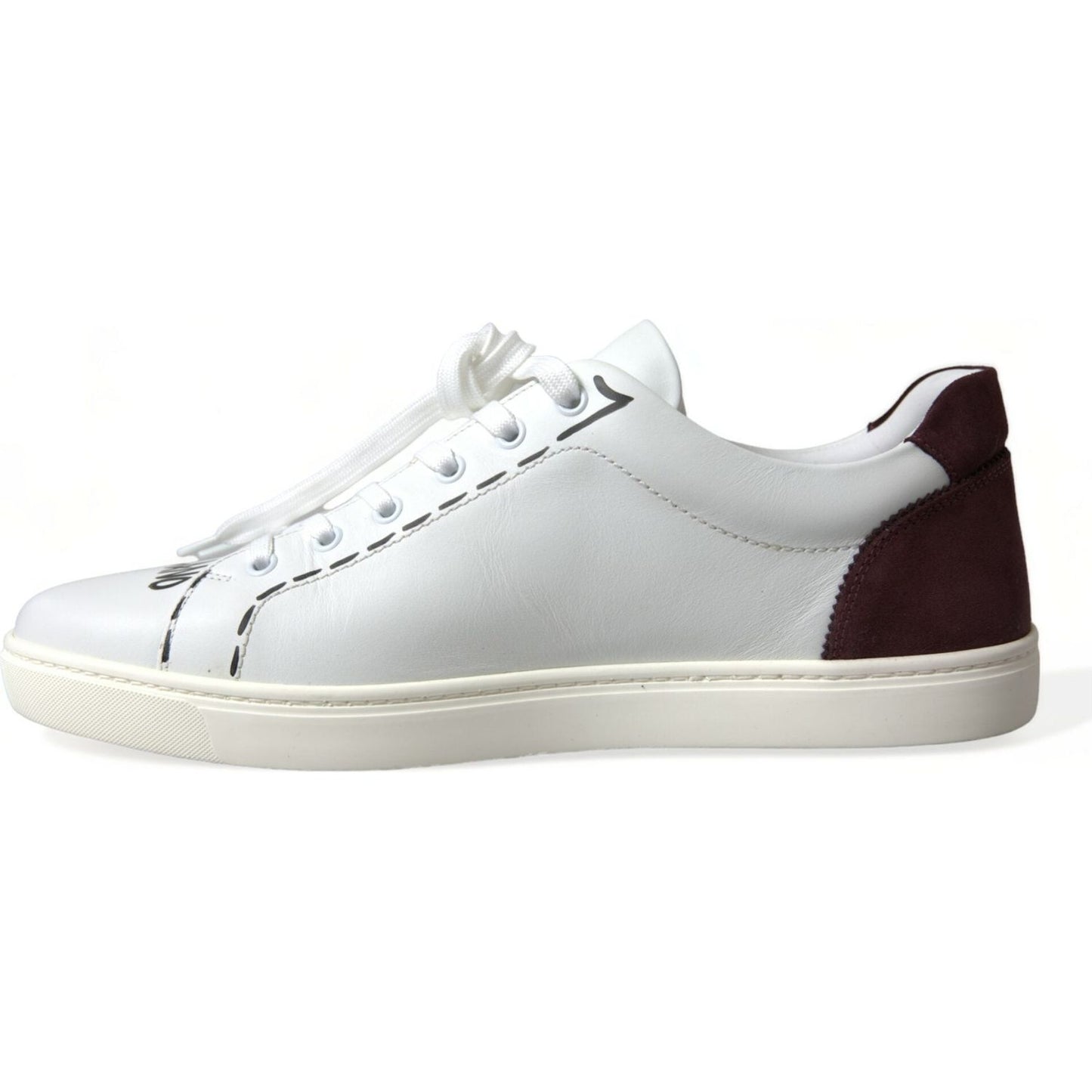 Dolce & Gabbana Exclusive White Bordeaux Low Top Sneakers Dolce & Gabbana Light Gray