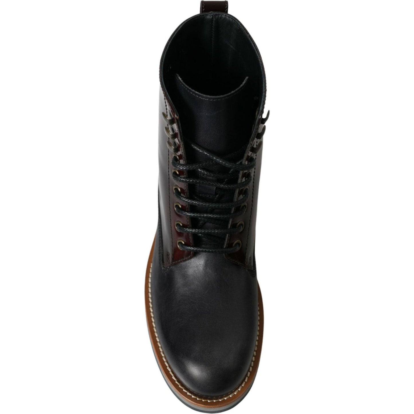 Dolce & Gabbana Elegant Bi-Color Leather Boots Dolce & Gabbana Black
