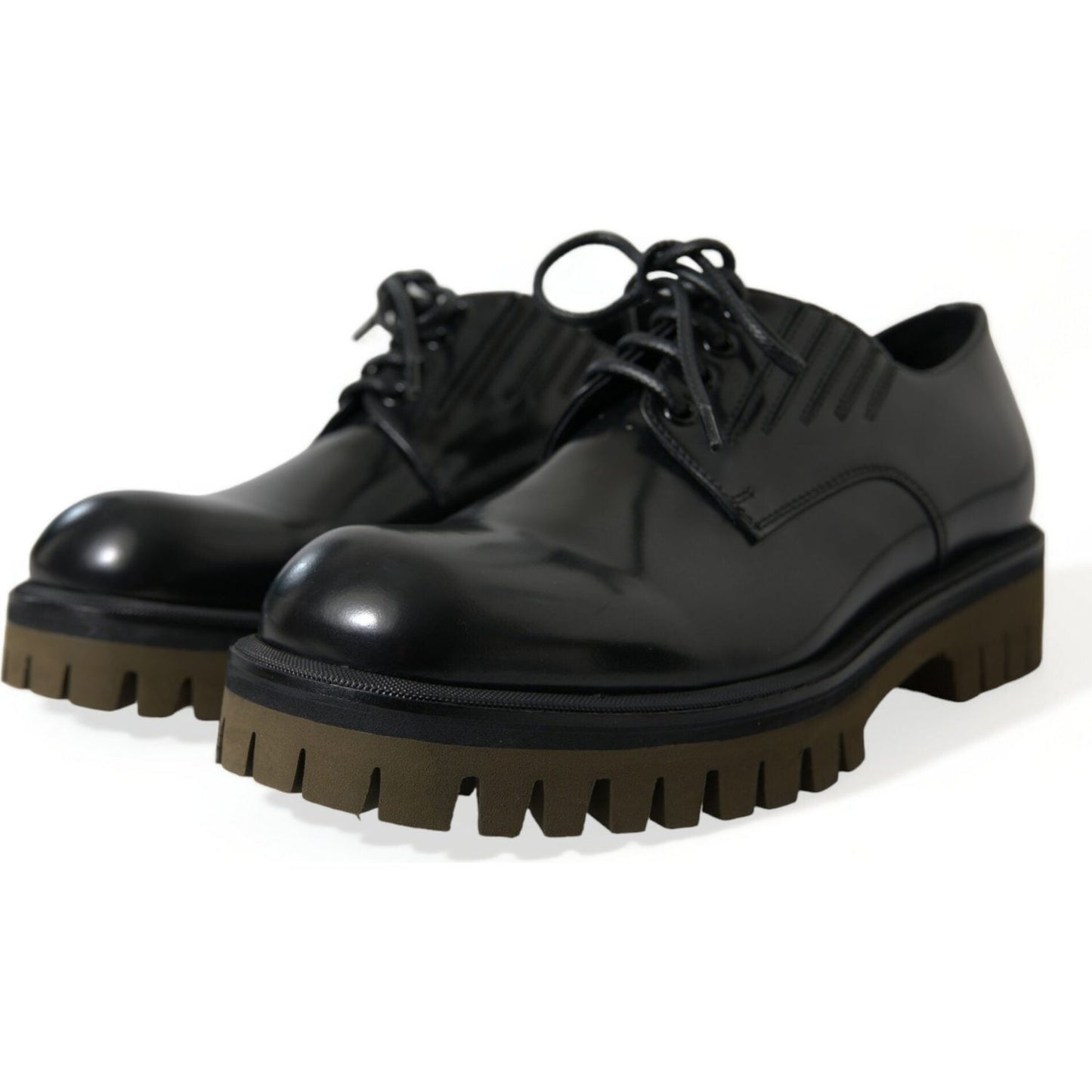 Dolce & Gabbana Black Leather Lace Up Derby Men Dress Shoes MV5575-39.5