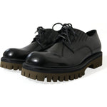 Dolce & Gabbana Black Leather Lace Up Derby Men Dress Shoes MV5575-39.5